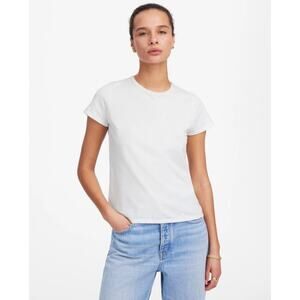 Madewell Essential Slim Tee WMNS M White Lightweight Cotton Stretch Short Sleeve